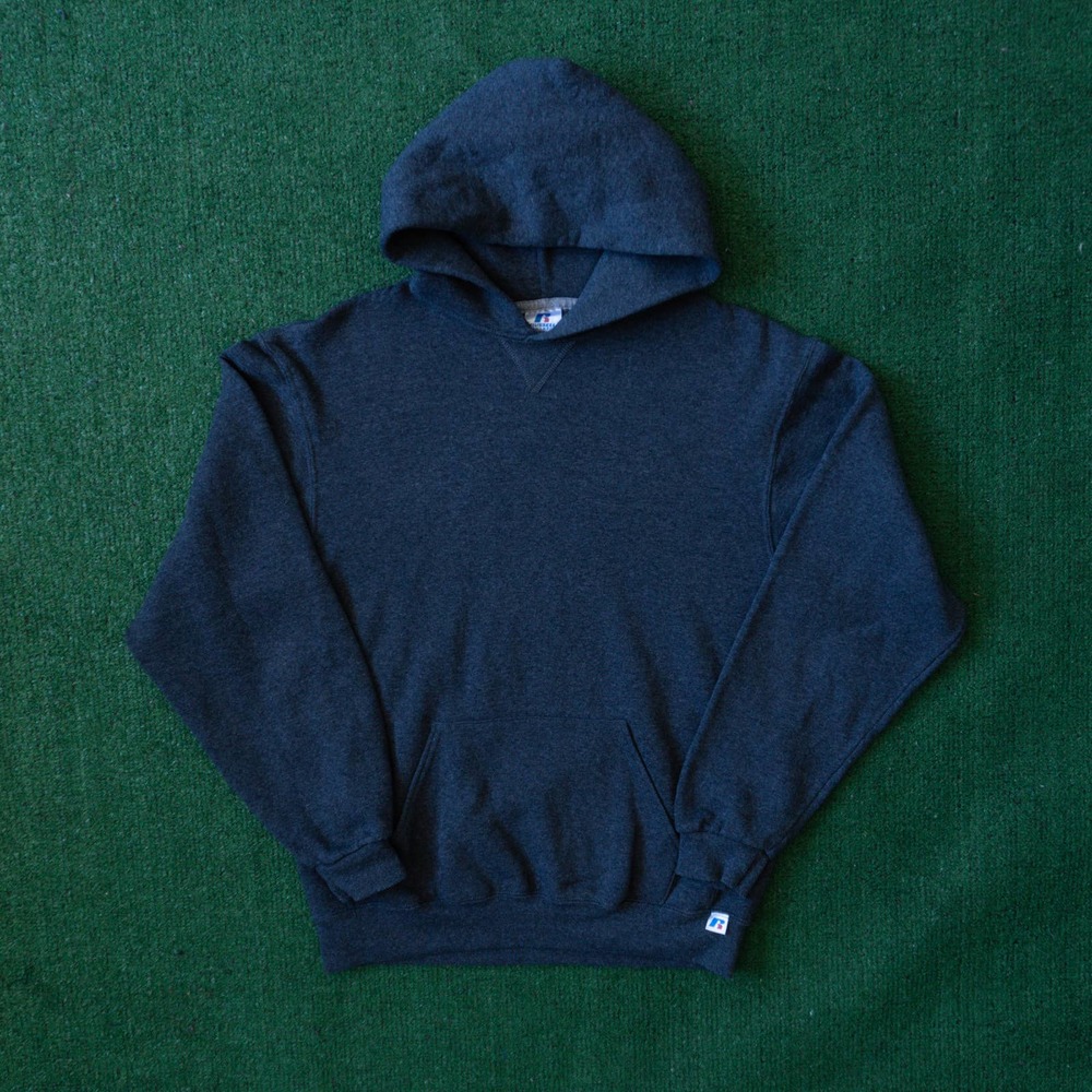 Vintage Russell Athletic Men’s Size SZ S Dark Gray Blank Hoodie 90s